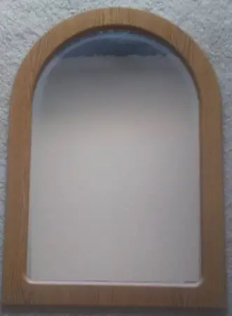 Mirror 41.5 by 29.5 wood laminate arched frame