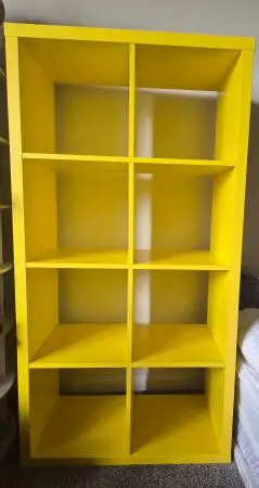 IKEA KALLAX Yellow 8-Cube Shelf + 8 White Baskets