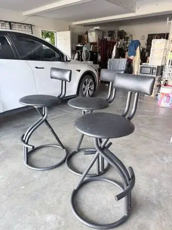 Set of 3 Brand New modern matte black metal bar stools