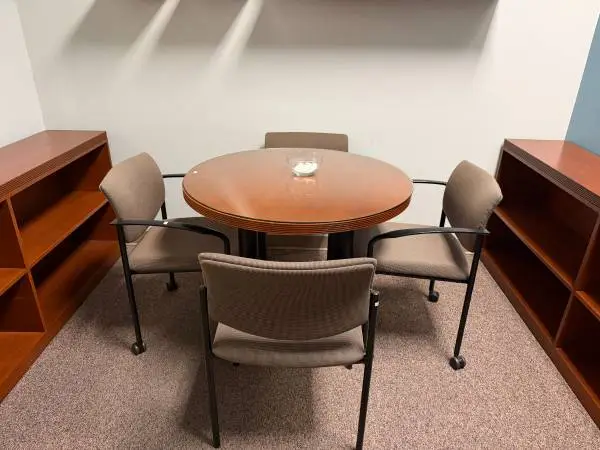 Round Table With Glass Top & Metal Legs