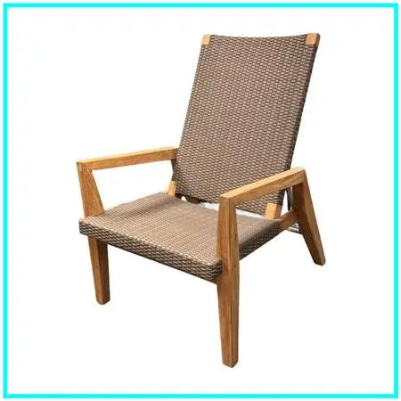 New Janus Et Cie Quinta Teak Woven Reclining Lounge Chair, Outdoor
