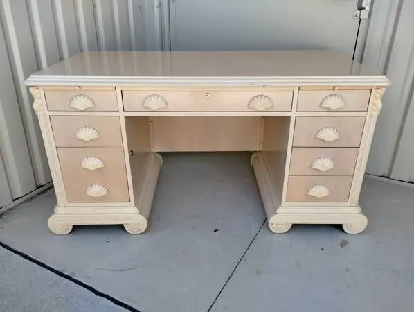Vintage Sandstone Solid Wood Executive Desk w/Key- Made in Mt Airy, NC