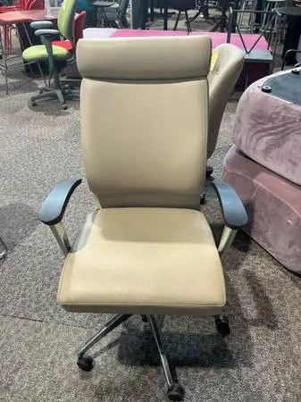 High Back Conference / Office Chair by OFS in Beige Leather