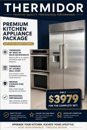 Thermidor 48 inch side-by-side stainless steel refrigerator with Thermidor doubl
