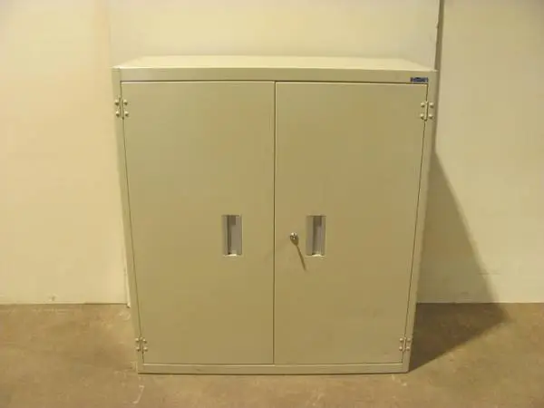 Metal two door storage cabinet, two shelves, LOCK/KEY, (2, price EACH)