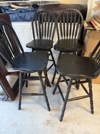 USED Black Bar Stools Chairs Set of 4