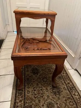 Table-2 tiered-carved wood-Handmade in the Phillipines