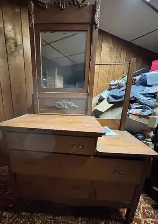 Antique dresser and tilting mirror