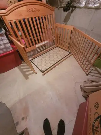 Toddler bed/ crib with night stand/mirror