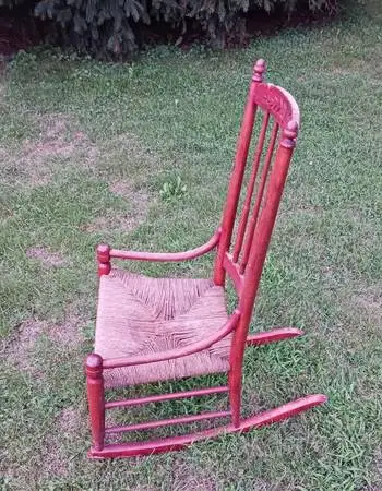 Old Cane seat wooden, Petite rocking chair