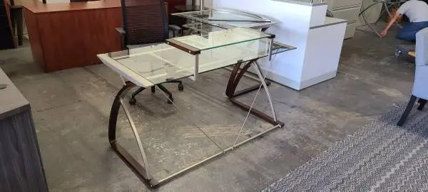 Glass L Shape Desk