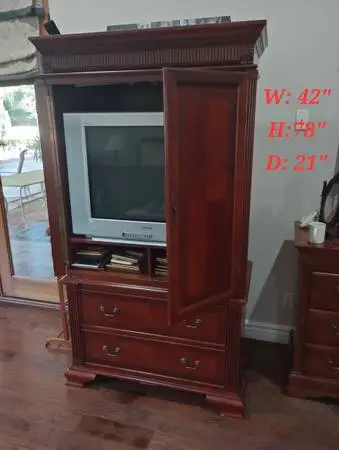 Dresser & mirror  Tall Armoire  TV Armoire  Bench with storage