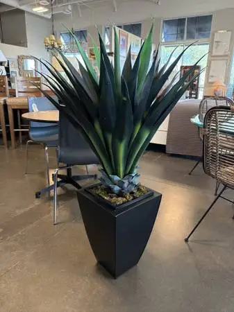 Crate & Barrel Faux Agave In Metal Pot- 28X28X49
