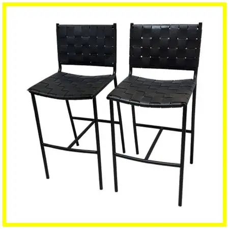 New Mermelada Estudio For Cb2 Woven Leather Counter Stools, Pair