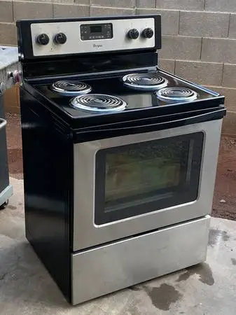 BLACK STAINLESS WHIRLPOOL ELECTRIC STOVE