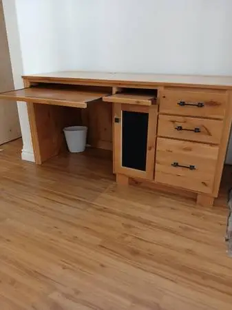 custom desk with upper cabinet