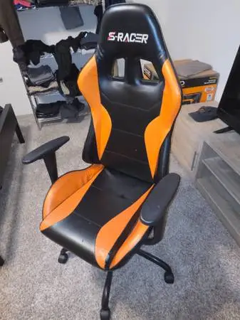 Black/Orange High-Back S-Racer Gaming Chair Height Control & Recline