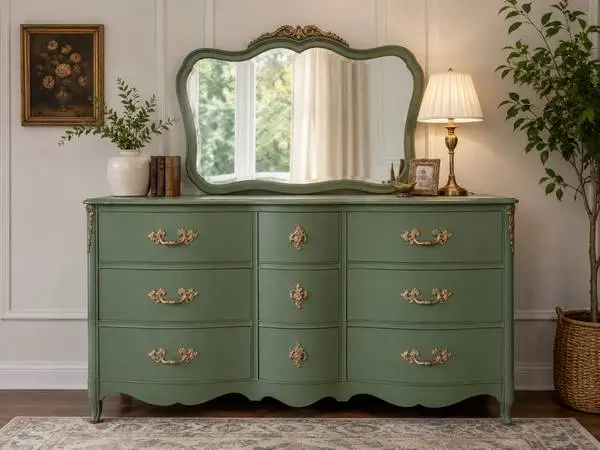 Vintage Louis XV / French Provincial Dresser with Mirror.