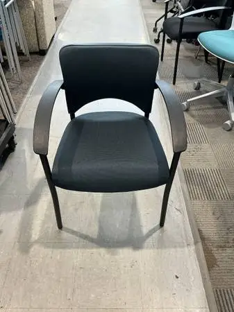 Guest / Side Chair   in Gray Fabric w/ Black Arms   by Teknion Amicus