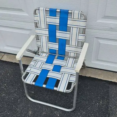 Webbed Aluminum lawn chair woven strap Foldable collapsible