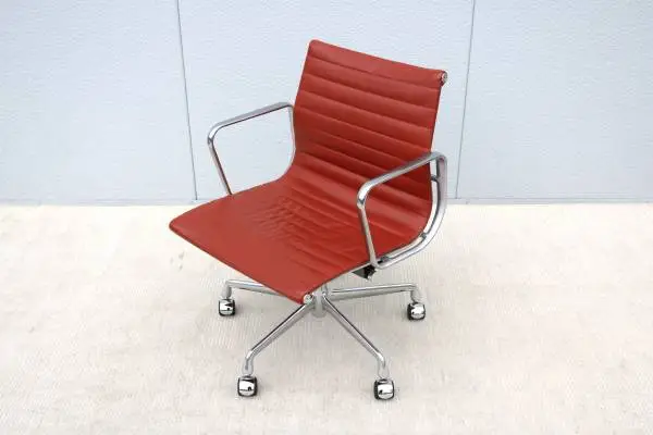 MCM Herman Miller Eames Aluminum Group Brown Leather Management Chair