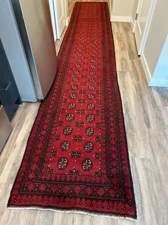 Fine Hand Knotted Bukhara Afghan Runner