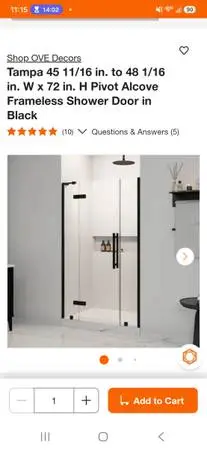 Shower door 45-48 inches