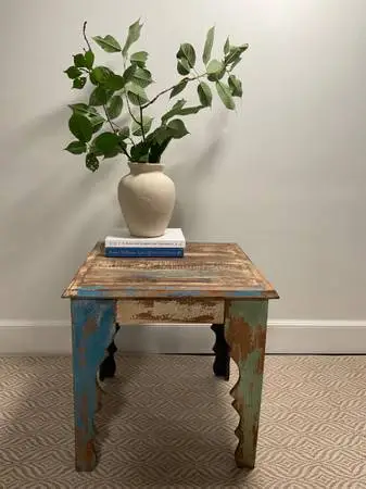Scalloped Reclaimed Wood Accent Table - Authentic Patina
