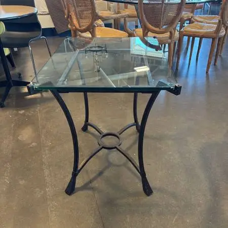 Sutton Iron & Glass Rectangular End Table- 22X28.5X26H