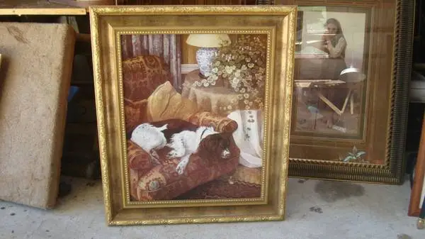 beautiful framed dog pic 32 wide 40 tall not sure what dog