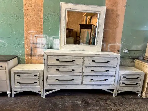 Dresser Mirror and 2 Nightstands