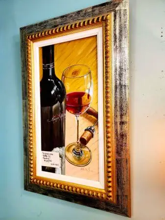 Tall Slim Signed Wine Bottle Oil Painting-21.25 x 33.5