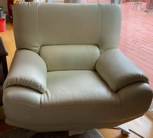 White Leather Single Sofa Seat
