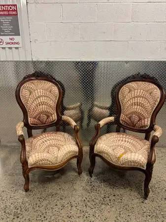 Pair of Victorian parlor antique armchairs