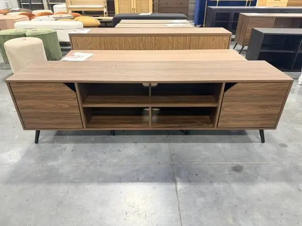 Walker Edison Noah 70 Dark Walnut TV Console Table TVs Up To 80