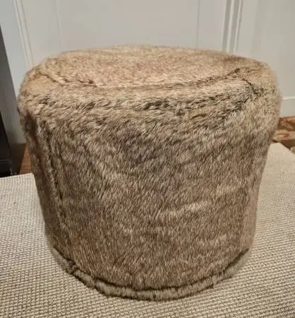 Lovesac Squattoman Ottoman - Brown Faux Fur Pouf Footstool - 20 Ex Cond