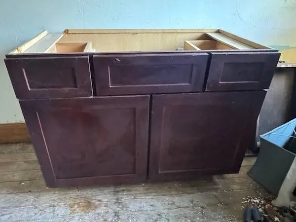 Cherry shaker style bathroom vanity