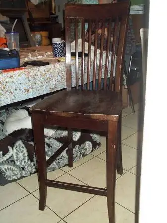BAR STOOL Kitchen Chair Tall Seat wood Ligo Dark Wood Furniture