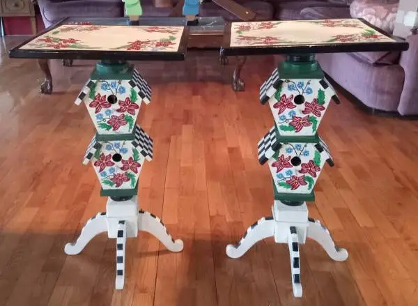 Set of 2 Handmade Birdhouse Side stands