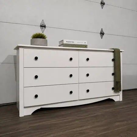 White 6-Drawer Nursery Dresser, Like New Condition