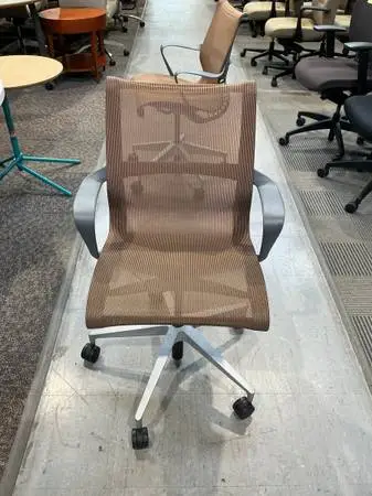Herman Miller Setu Chair wWheels in Copper Brown Mesh w/ Gray Arms