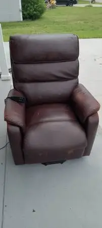 Brown Faux Leather Power Lift Chair