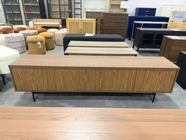 Hailey Home Whitman Transitional Alder Brown 78 TV Console Stand