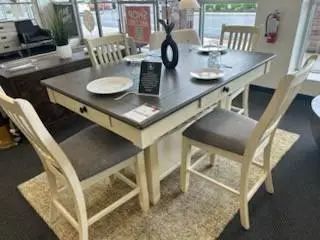 PUB TABLE WITH DRAWERS AND RACK FOR WINE