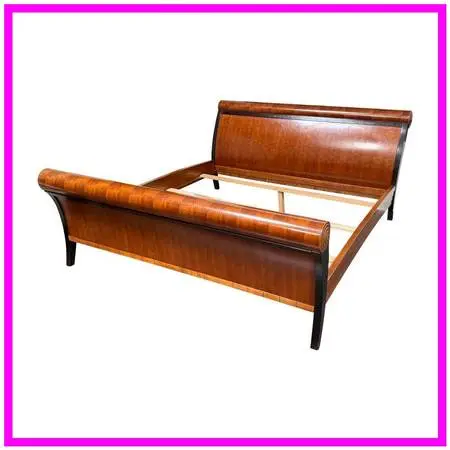 Eastern King Size Lee Weitzman Elysia Style Figured Wood Sleigh Bed Fr