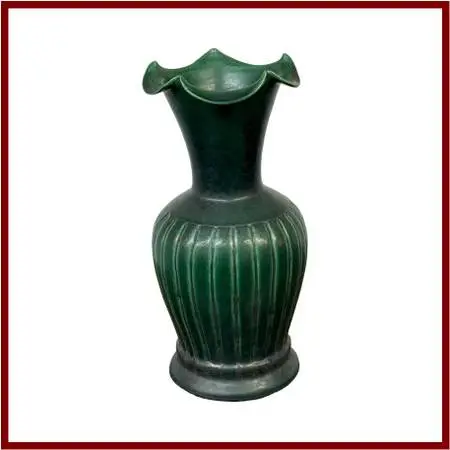 Antique Replica Green Ribbed Pottery Vase