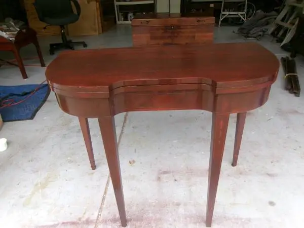 REFINISHED 1930S FLIP TOP MAHGO. FOYER TABLE ETC (PIC)