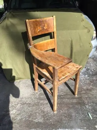 Antique solid oak school desk.