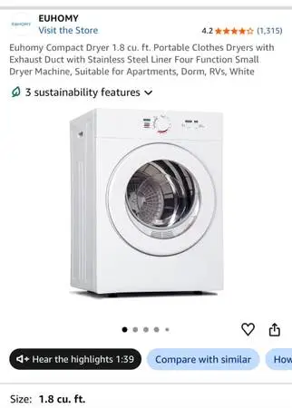 Washing machine and dryer for apartments