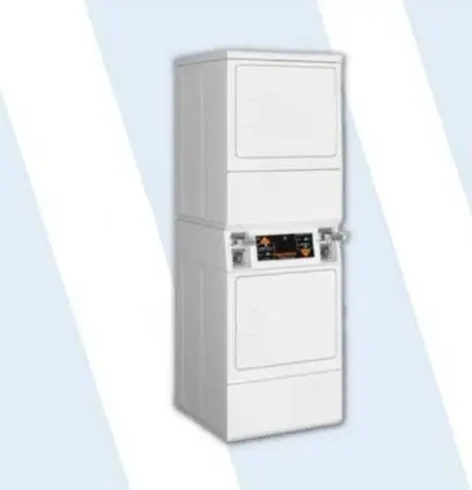 Rental Speed Queen SSGNCFGS116TW01 Gas Stacked Dryer, Quantum Gold Pro